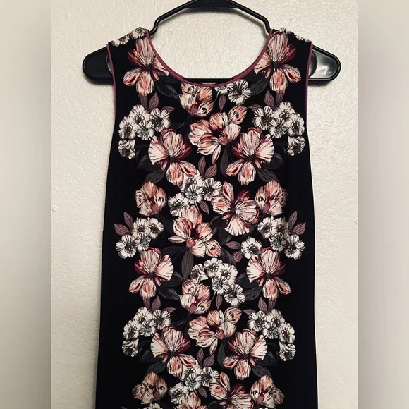 White House Black Market Floral Midi Dress - Black and Pink - Picture 3 of 4